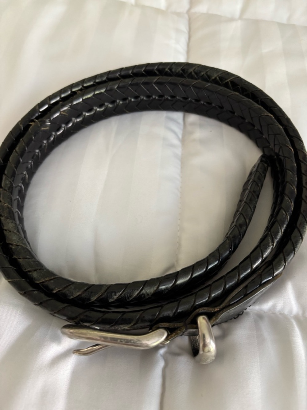 Coach Men's Black Braided Leather Belt with Silver Buckle size 40 - Picture 2 of 8